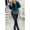 Gilet En Lainage Boutonné "black & Green" -Elegance Douce Boutique gilet en lainage boutonne black green