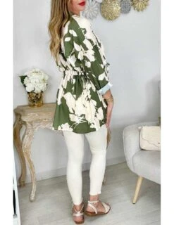 Gilet Fluide Style Kimono Beige Nude Et Kaki -Elegance Douce Boutique gilet fluide style kimono beige nude et kaki 3