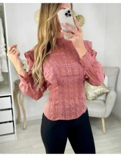 * Ma Blouse Old Pink & Liserés Gold "jolis Volants"