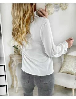 Ma Blouse Petits Volants Et Brodée "White" -Elegance Douce Boutique ma blouse petits volants et brodee white 2