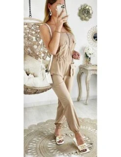 Ma Combi Pantalon Bustier Fluide Beige Et Pantalon Resserré