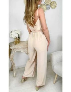 Ma Combi Pantalon Fluide Beige "cache Cœur & Sa Ceinture à Nouer" -Elegance Douce Boutique ma combi pantalon fluide beige cache coeur sa ceinture a nouer 2
