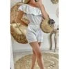 Ma Combi-short Blanche Broderies Et Col Volant -Elegance Douce Boutique ma combi short blanche broderies et col volant