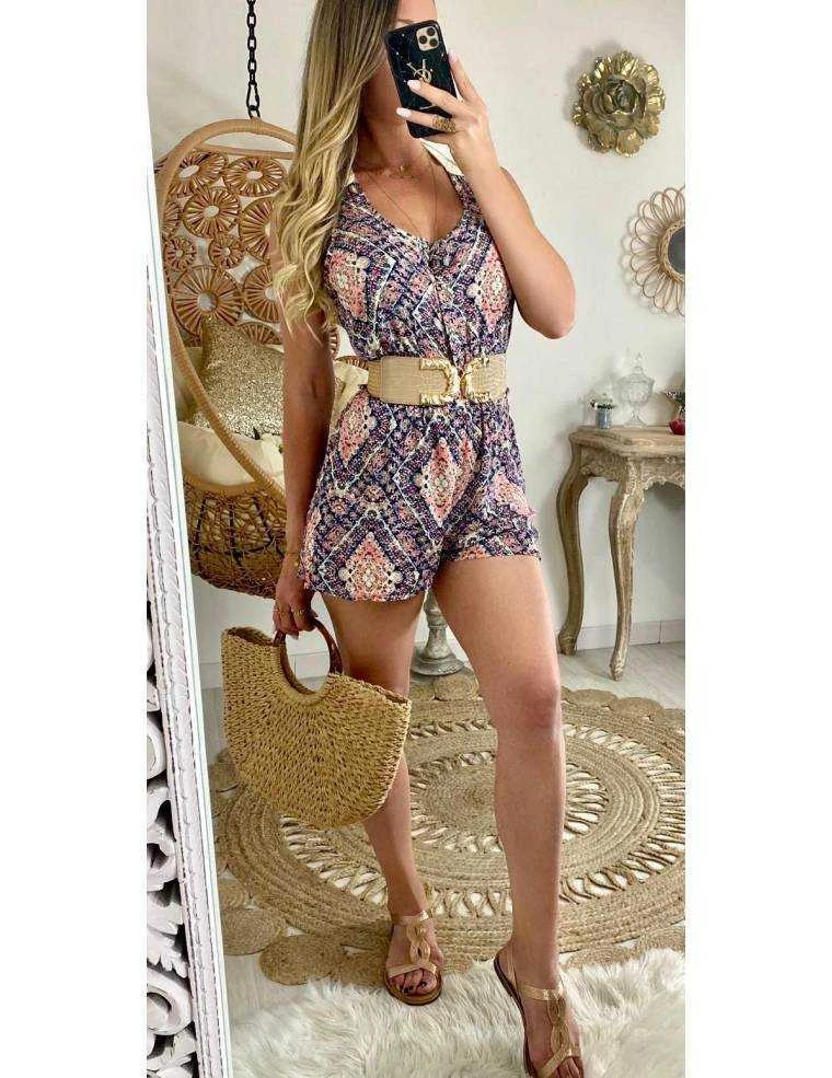 Ma Combi-short Rose Ethnique "dos Crochet" 4 Ma Combi-short Rose Ethnique "dos Crochet" – Image 2