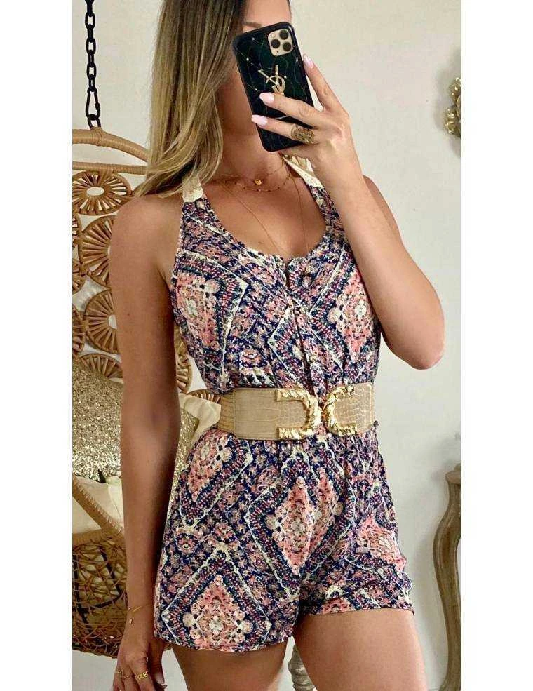 Ma Combi-short Rose Ethnique "dos Crochet" 5 Ma Combi-short Rose Ethnique "dos Crochet" – Image 3