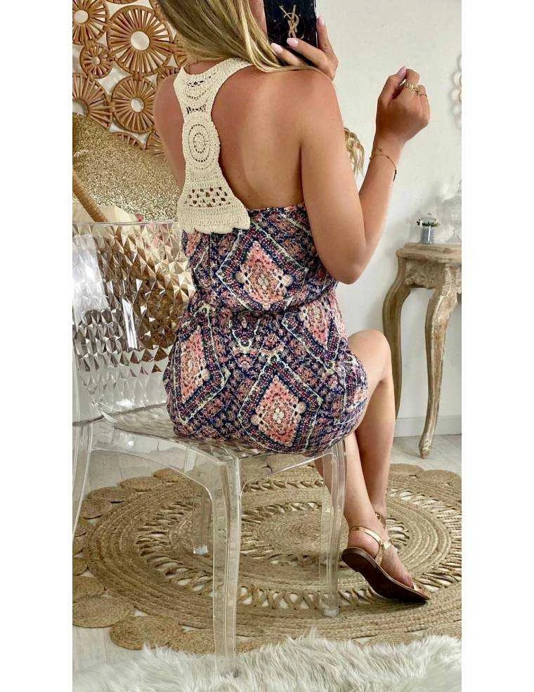 Ma Combi-short Rose Ethnique "dos Crochet" 3 Ma Combi-short Rose Ethnique "dos Crochet"