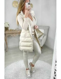 Ma Doudoune Sans Manches Beige " Hood" -Elegance Douce Boutique ma doudoune sans manches beige hood 1