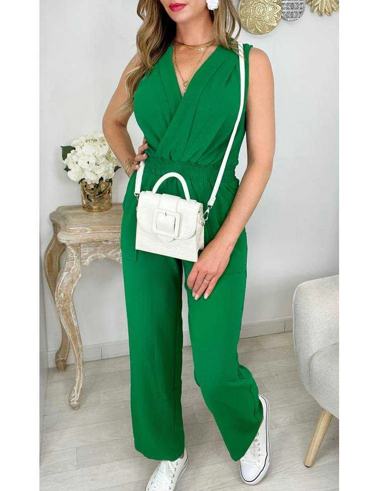 Ma Jolie Combi Pantalon Col Cache Cœur " So Green" 2 Ma Jolie Combi Pantalon Col Cache Cœur " So Green"