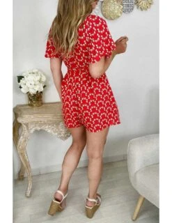 Ma Jolie Combi Short Rouge" So Leafs" -Elegance Douce Boutique ma jolie combi short rouge so leafs 2