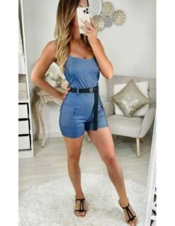 Ma Jolie Combi-short Stretch Style Jeans Et Sa Ceinture