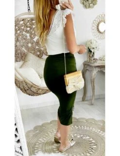 Ma Jolie Jupe Kaki En Lycra Froncée 5 Ma Jolie Jupe Kaki En Lycra Froncée -Elegance Douce Boutique ma jolie jupe kaki en lycra froncee 1