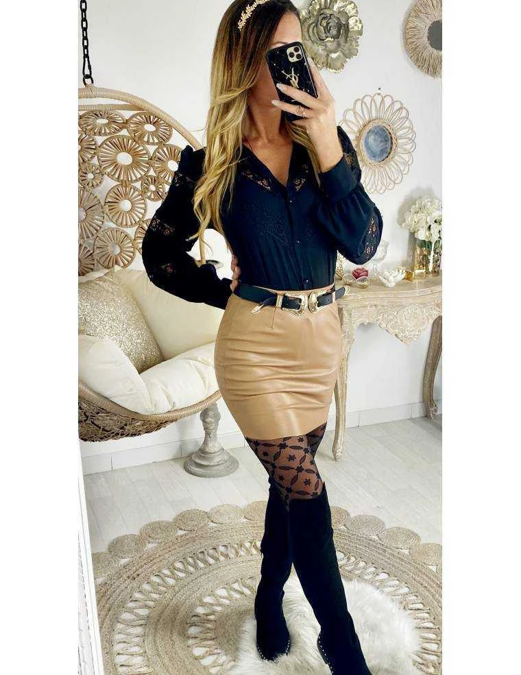 Ma Jolie Jupe Style Cuir Couleur Caramel 3 Ma Jolie Jupe Style Cuir Couleur Caramel