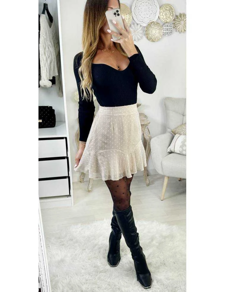 Ma Jolie Jupe Volants Beige & Plumetis 5 Ma Jolie Jupe Volants Beige & Plumetis – Image 3