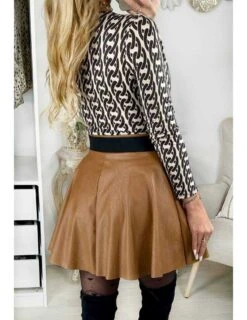Ma Jupe Camel Style Cuir "patineuse" -Elegance Douce Boutique ma jupe camel style cuir patineuse 2