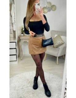 Ma Jupe Short Style Cuir Camel " Ceinture Inspi" 6 Ma Jupe Short Style Cuir Camel " Ceinture Inspi" -Elegance Douce Boutique ma jupe short style cuir camel ceinture inspi 1