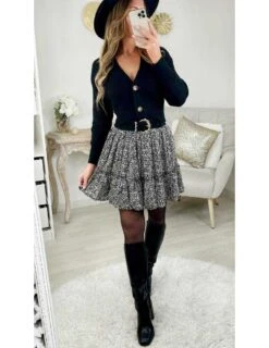 Ma Petite Jupe à Volants "black & White Liberty" -Elegance Douce Boutique ma petite jupe a volants black white liberty 2