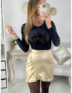 Ma Petite Jupe Effet Portefeuille & Volants "Gold"