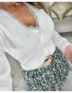 Ma Petite Jupe Plissée " Green & Leafs" -Elegance Douce Boutique ma petite jupe plissee green leafs 2