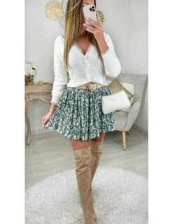 Ma Petite Jupe Plissée " Green & Leafs" -Elegance Douce Boutique ma petite jupe plissee green leafs 3