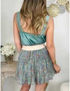 Ma Petite Jupe Plissée Vert D'eau "Cachemire" -Elegance Douce Boutique ma petite jupe plissee vert d eau cachemire 1