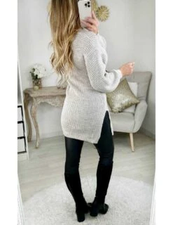 Ma Robe Tunique En Maille Beige "col Cheminée Et Fendu" 6 Ma Robe Tunique En Maille Beige "col Cheminée Et Fendu" -Elegance Douce Boutique ma robe tunique en maille beige col cheminee et fendu 2