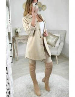 Ma Surchemise En Lainage Beige " Boutons Dorés"