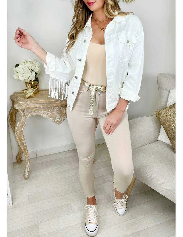Ma Veste En Jeans Blanche "broderies & Franges" 4 Ma Veste En Jeans Blanche "broderies & Franges" – Image 2