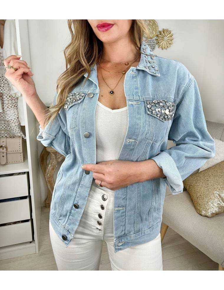 Ma Veste En Jeans "col Et Poches Strass" 5 Ma Veste En Jeans "col Et Poches Strass" – Image 3
