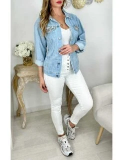 Ma Veste En Jeans "col Et Poches Strass"