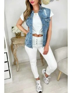 Ma Veste En Jeans Sans Manches "used"