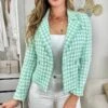 Ma Veste En Tweed Lumineuse " Green & White" -Elegance Douce Boutique ma veste en tweed lumineuse green white