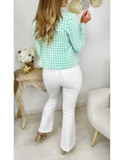 Ma Veste En Tweed Lumineuse " Green & White" -Elegance Douce Boutique ma veste en tweed lumineuse green white 2