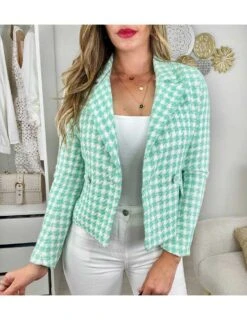 Ma Veste En Tweed Lumineuse " Green & White"