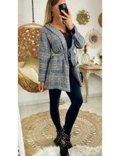 Ma Veste Légère Loose à Capuche à Carreaux "luxury"