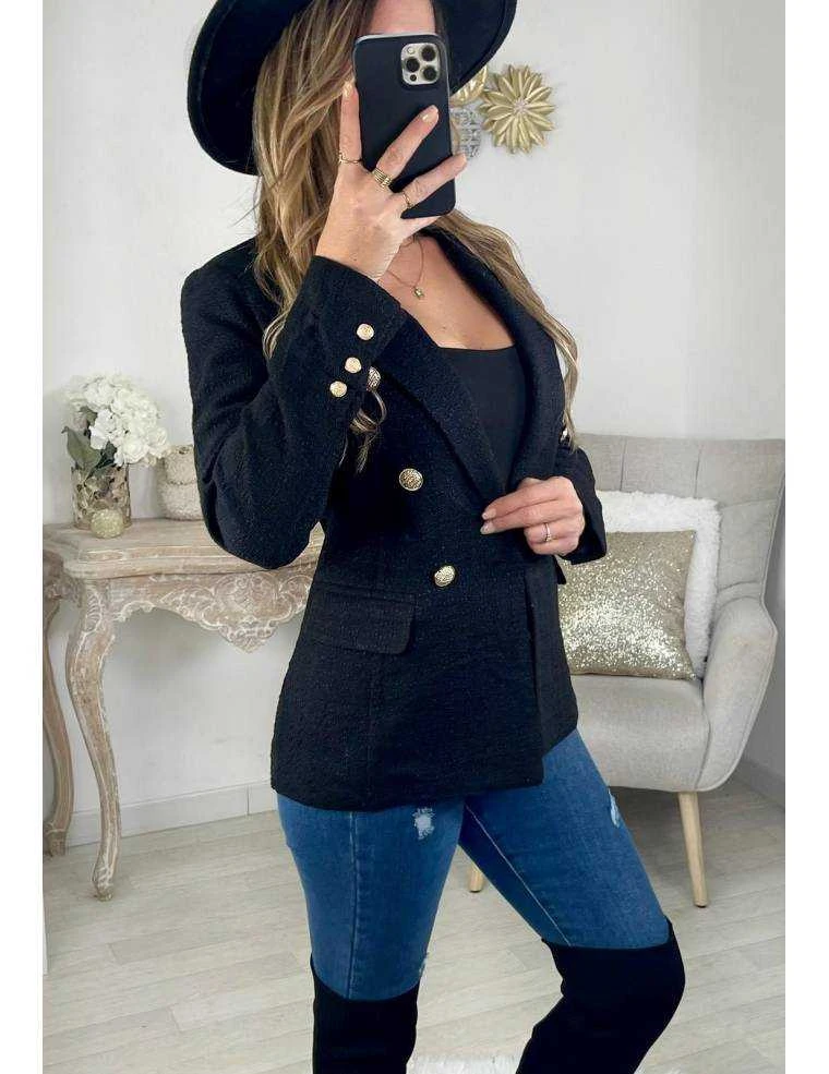 Mon Blazer Black Tweed "boutons Dorés" 5 Mon Blazer Black Tweed "boutons Dorés" – Image 3