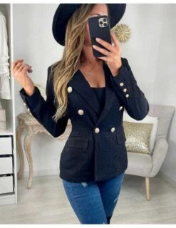 Mon Blazer Black Tweed "boutons Dorés"