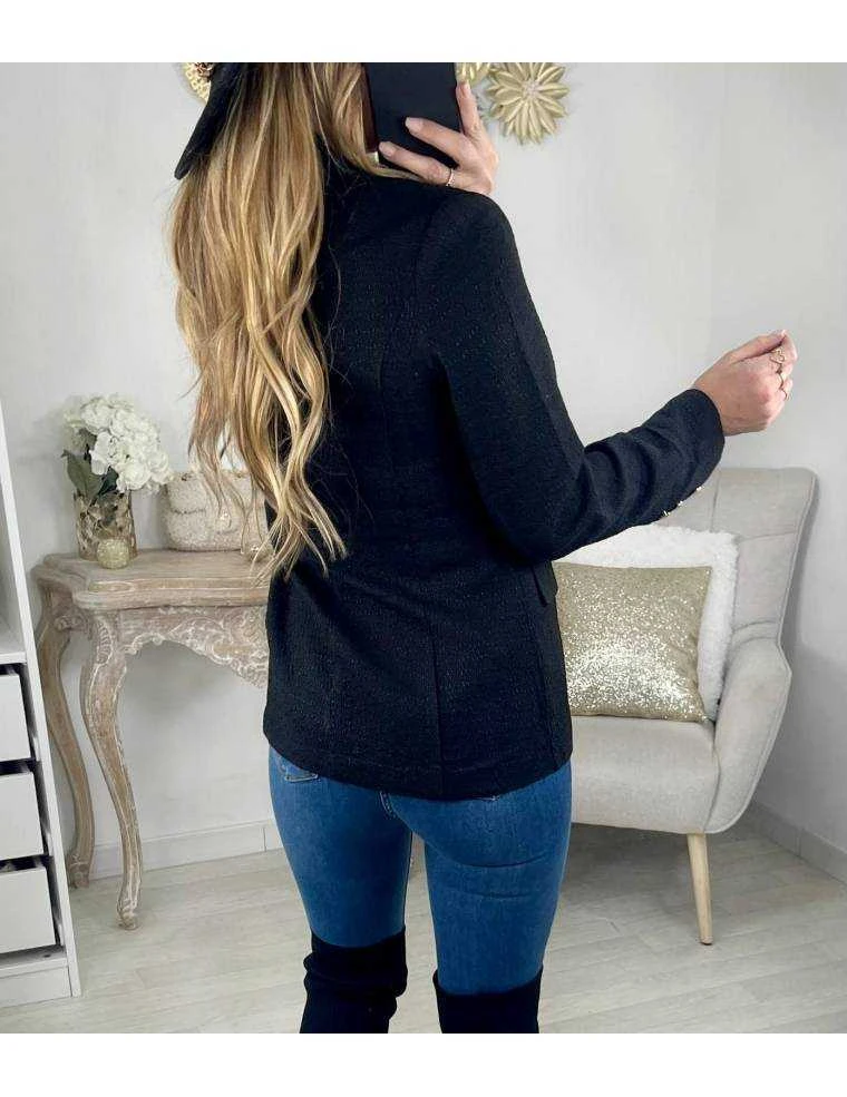 Mon Blazer Black Tweed "boutons Dorés" 6 Mon Blazer Black Tweed "boutons Dorés" – Image 4