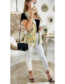 Mon Blazer Sans Manches Vert D'eau "print Couture"