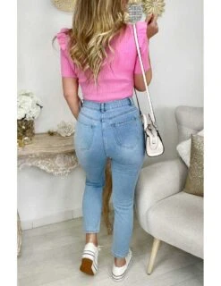 Mon Body Rose Côtelé "épaules Volants" -Elegance Douce Boutique mon body rose cotele epaules volants 2