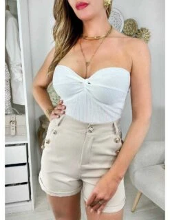 Mon Bustier Côtelé Blanc " Décolleté Noué" 6 Mon Bustier Côtelé Blanc " Décolleté Noué" -Elegance Douce Boutique mon bustier cotele blanc decollete noue 1