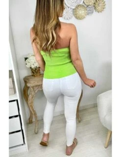 Mon Bustier Côtelé Vert Pomme " Décolleté Noué" -Elegance Douce Boutique mon bustier cotele vert pomme decollete noue 2