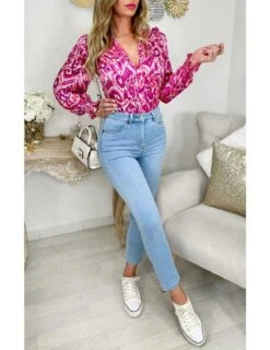 Mon Chemisier Boutonné & Petits Volants " Blurry Pink" -Elegance Douce Boutique mon chemisier boutonne petits volants blurry pink 2