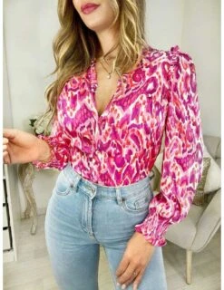 Mon Chemisier Boutonné & Petits Volants " Blurry Pink"