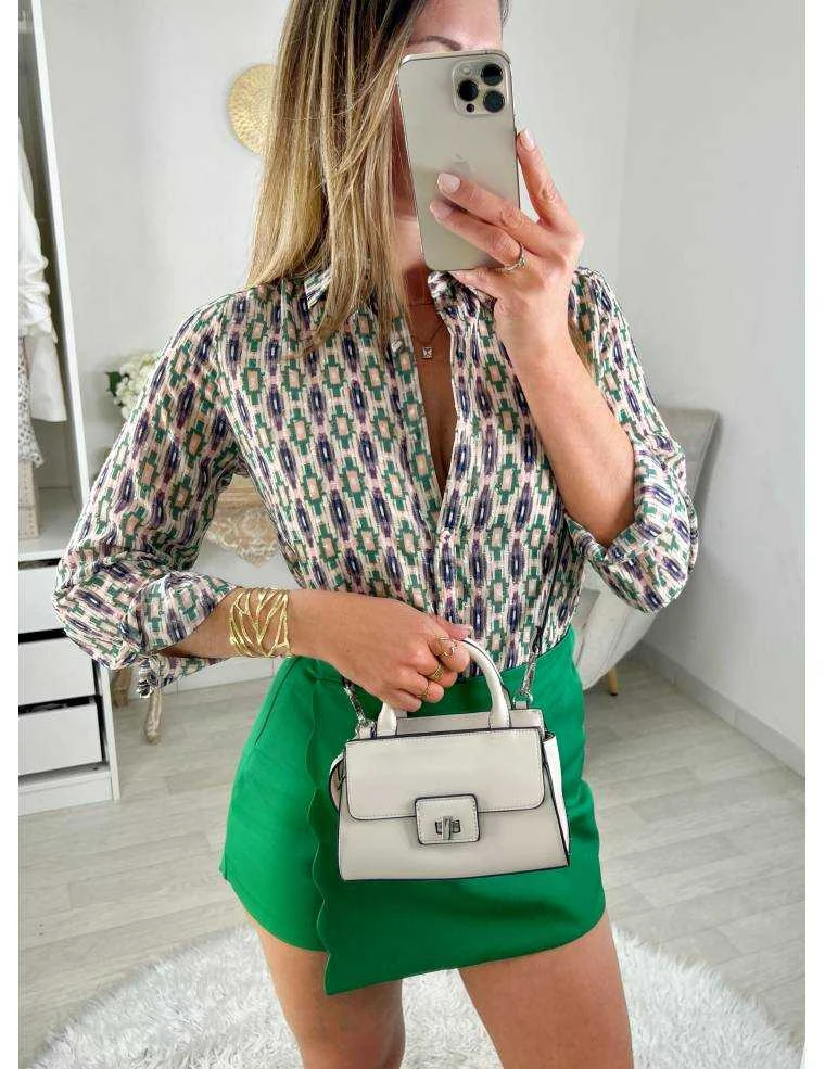 Mon Chemisier Boutonné " Pink/green/purple Print" 3 Mon Chemisier Boutonné " Pink/green/purple Print"