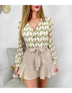 Elegance Douce Boutique 3 Elegance Douce Boutique -Elegance Douce Boutique mon chemisier en voilage green orange print 1