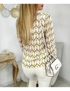 Mon Chemisier En Voilage "green & Orange Print" -Elegance Douce Boutique mon chemisier en voilage green orange print 6