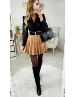 Mon Chemisier En Voilage Noir & Plumetis "petits Volants"