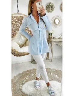 Elegance Douce Boutique 12 Elegance Douce Boutique -Elegance Douce Boutique mon chemisier long bleu ciel taille marquee 1