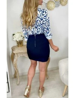 Mon Chemisier Satiné "white & Blue Print" 9 Mon Chemisier Satiné "white & Blue Print" -Elegance Douce Boutique mon chemisier satine white blue print 2