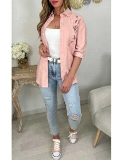 Mon Chemisier/ Surchemise Rose " Jolie Broderie " -Elegance Douce Boutique mon chemisier surchemise rose jolie broderie 1 2